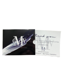 Custom design black envelope with private logo white thank you for purchase card